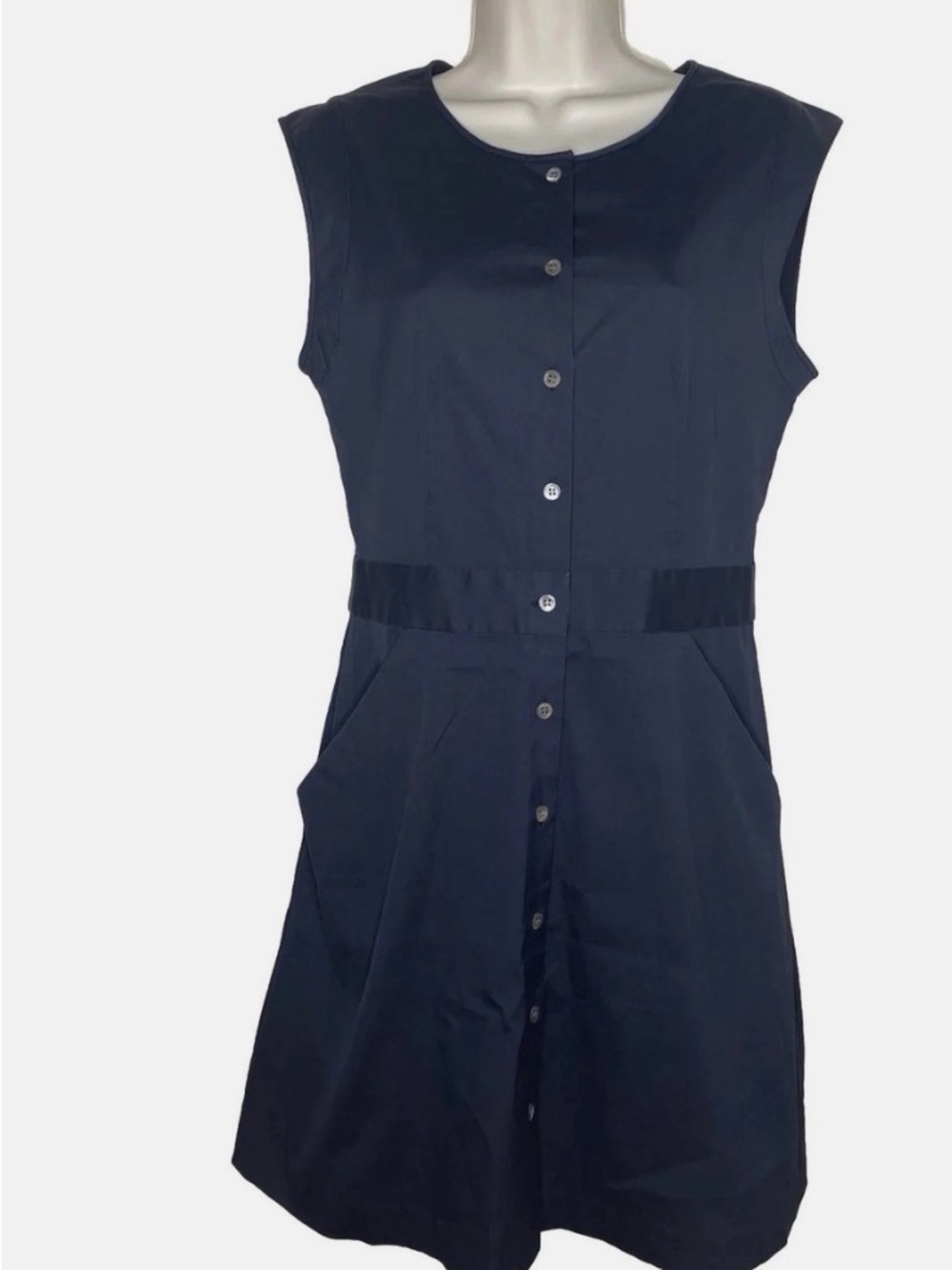 Theory Navy Sleeveless Button-Front Mini Dress